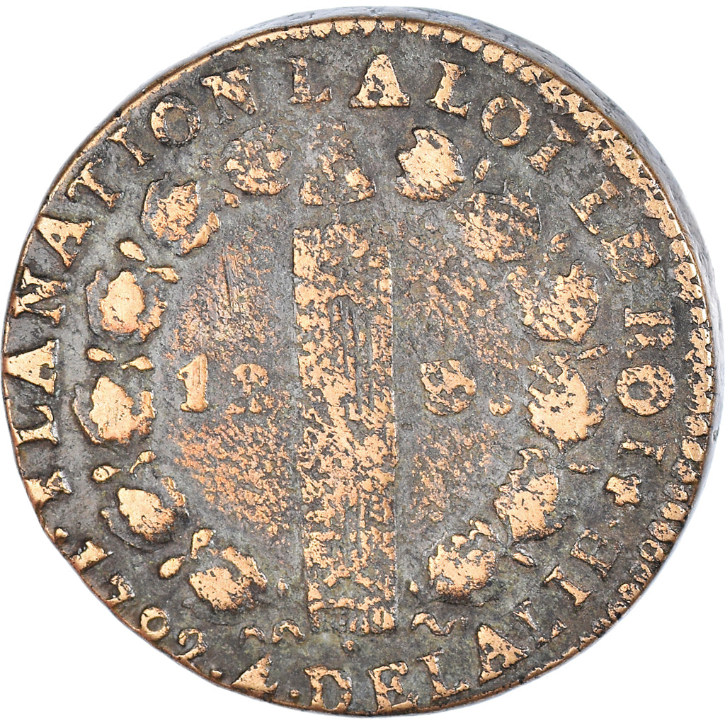 Moeda, França, 12 deniers françois, 12 Deniers, 1792⸱4, Limoges, VF(30-35)