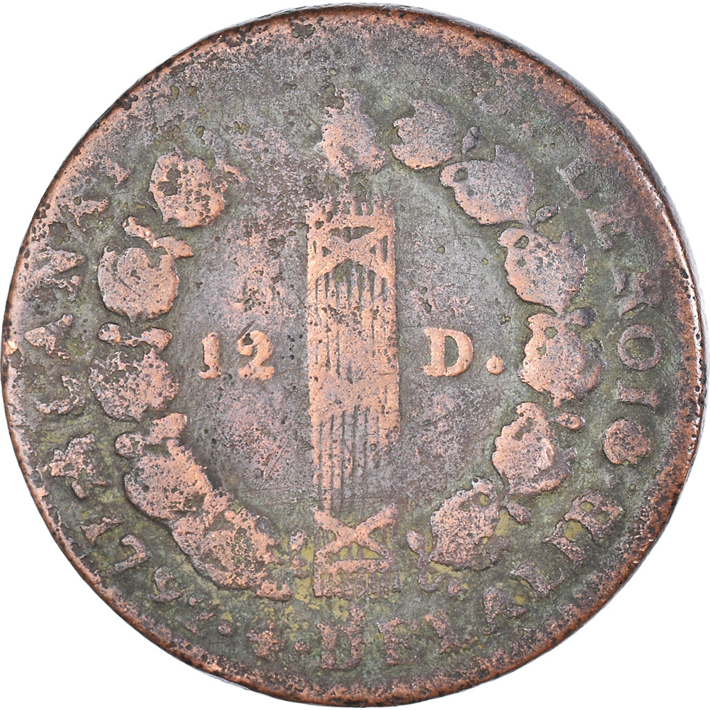 Moneda, Francia, Louis XVI, 12 Deniers, 1792⸱4, BC+, Cobre, Gadoury:15