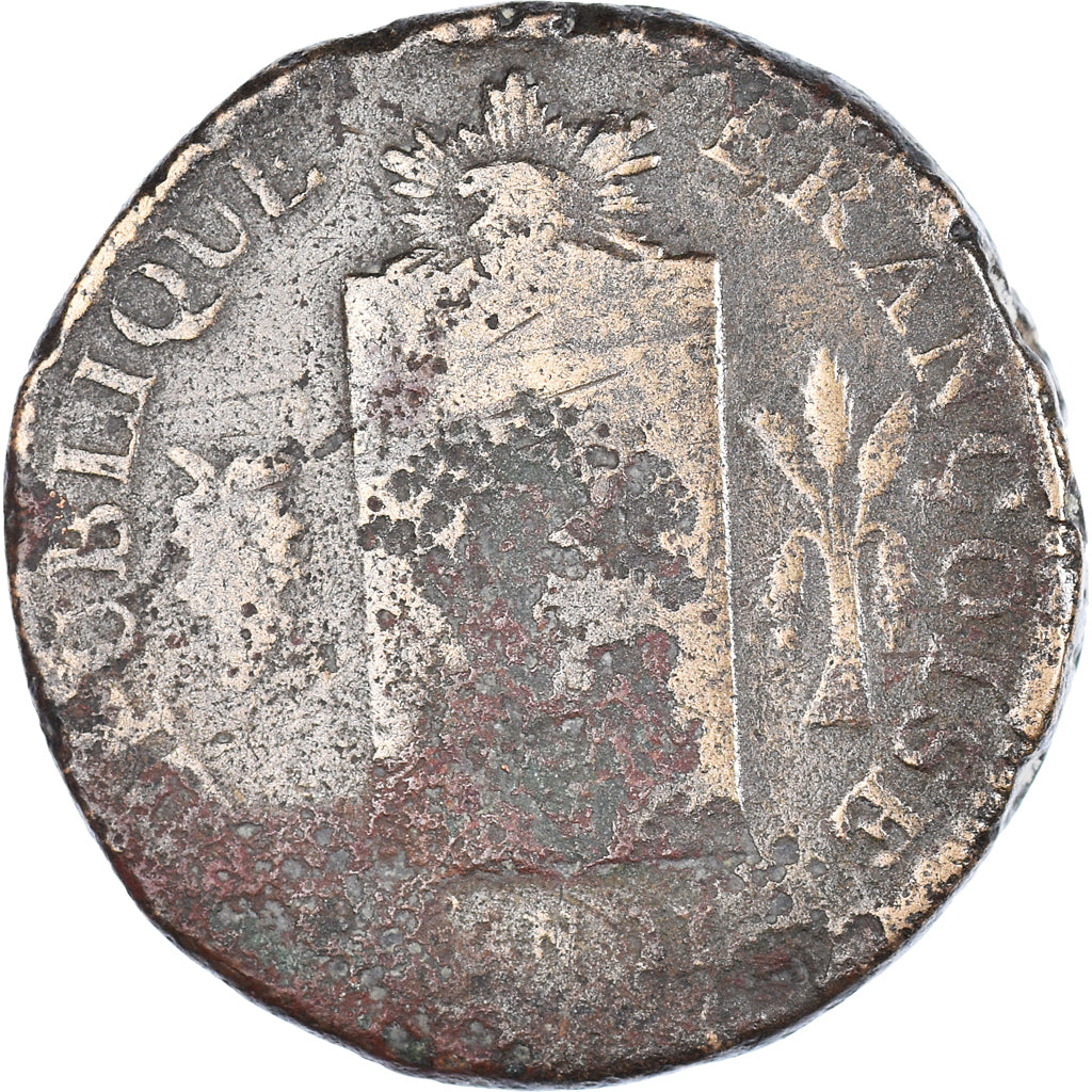 Coin, France, 2 sols aux balances non daté, AN II, Limoges, F(12-15), Bronze