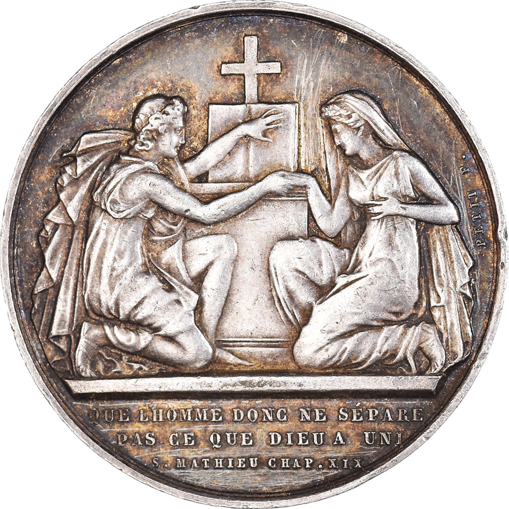 France, Médaille, Médaille de mariage, Petit F., TTB, Argent