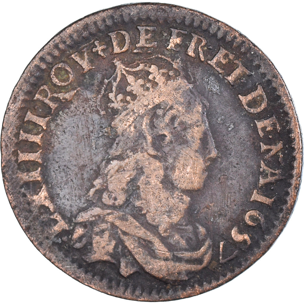 Coin, France, Louis XIV, Liard, 1657, Vimy, VF(30-35), Copper, Gadoury:80