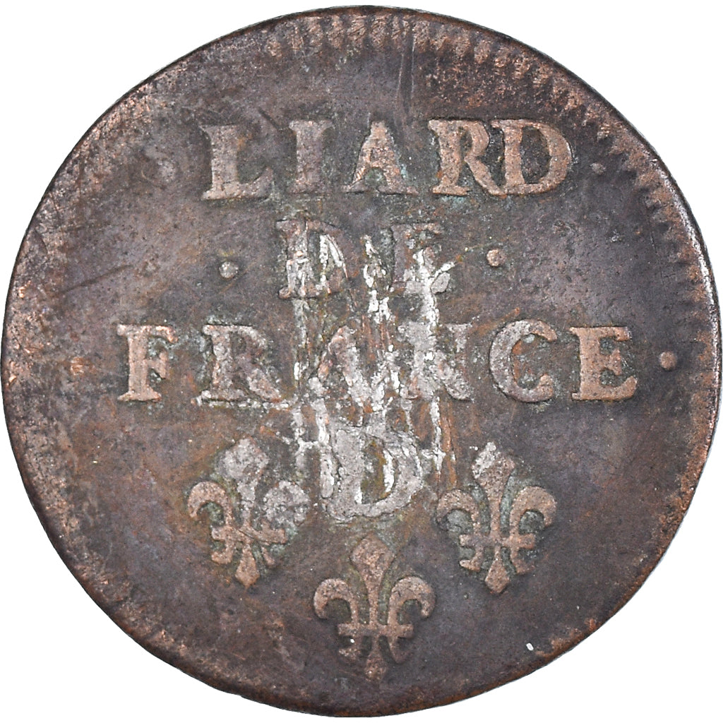 Coin, France, Louis XIV, Liard, 1657, Vimy, VF(30-35), Copper, Gadoury:80