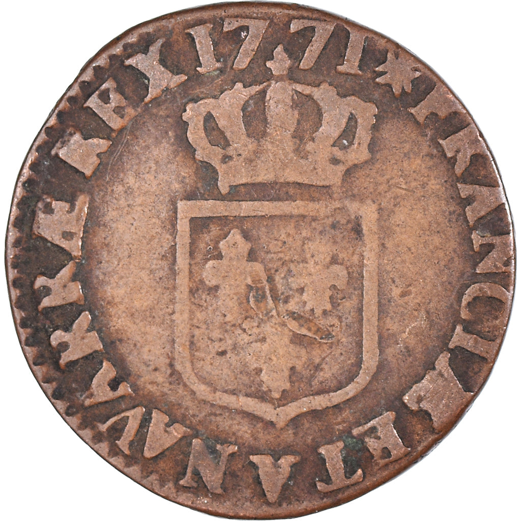 Moneta, Francja, Louis XV, Demi sol à la vieille tête, 1/2 Sol, 1771, Troyes