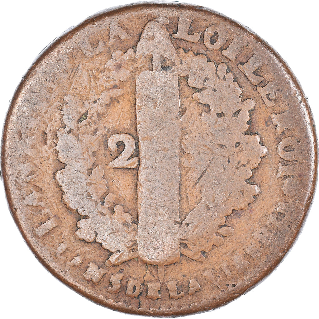 Moneta, Francia, Louis XVI, 2 sols François, 1793 / AN 5, Perpignan, MB