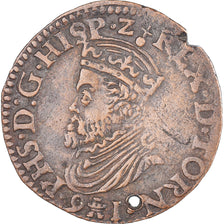 Moneta, Paesi Bassi Spagnoli, Philippe II, Liard, 1591, Tournai, BB, Rame