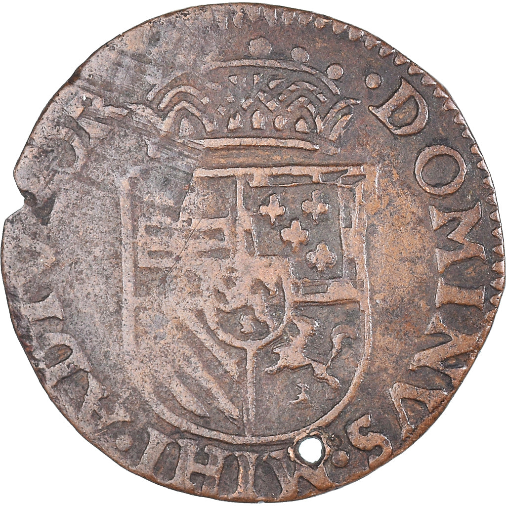 Moneta, Paesi Bassi Spagnoli, Philippe II, Liard, 1591, Tournai, BB, Rame