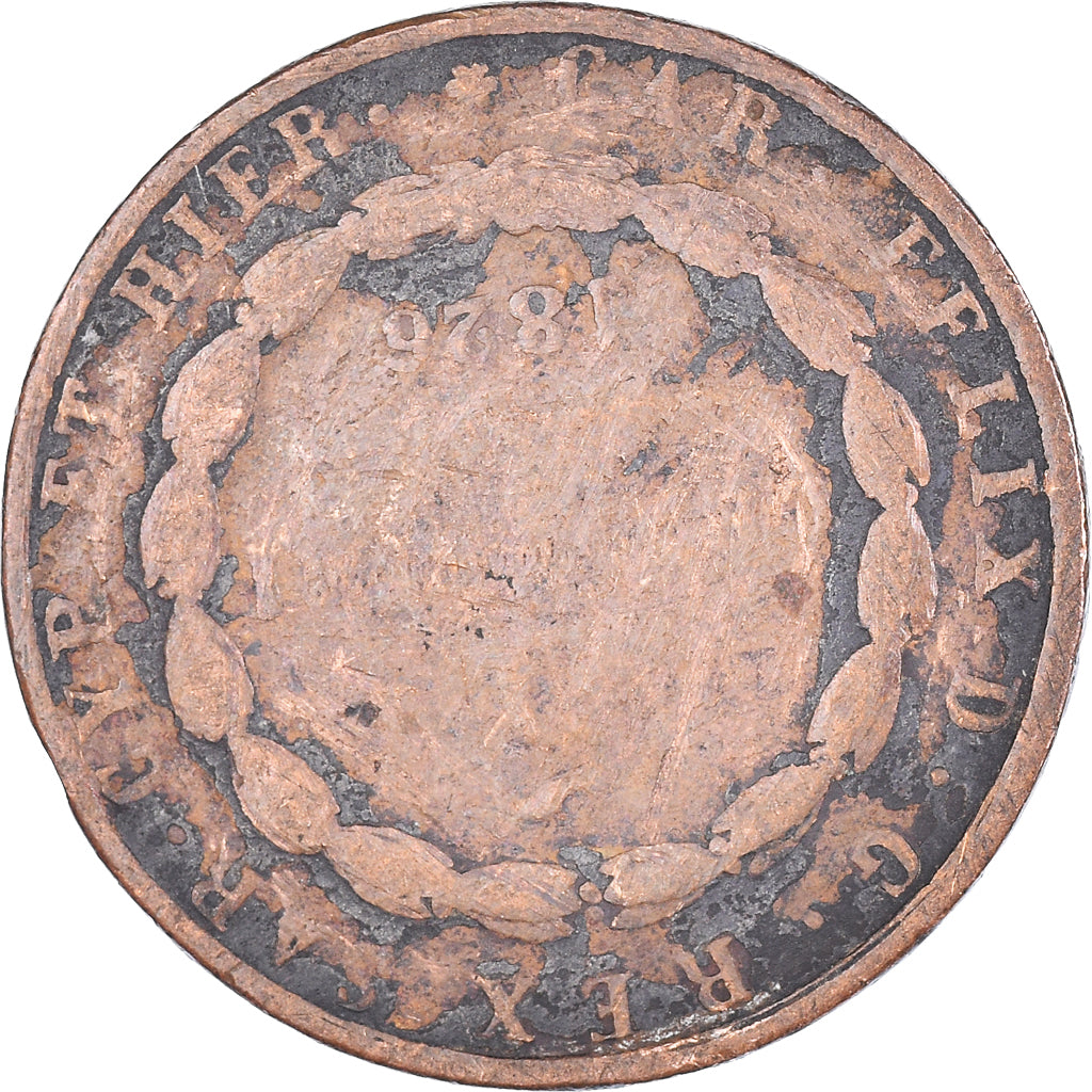 Moneda, Estados italianos, SARDINIA, Carlo Felice, 5 Centesimi, 1826, Torino