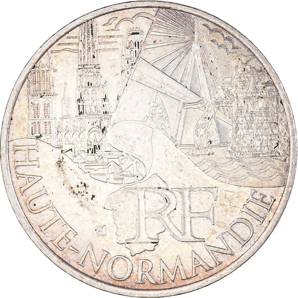 France, 10 Euro, 2011, Paris, Haute-Normandie, AU(50-53), Silver, Gadoury:EU450