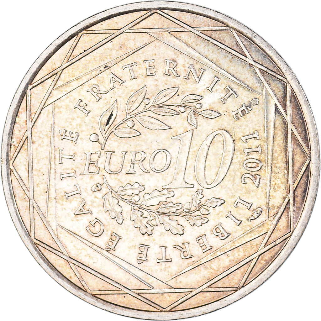 France, 10 Euro, 2011, Paris, Haute-Normandie, AU(50-53), Silver, Gadoury:EU450