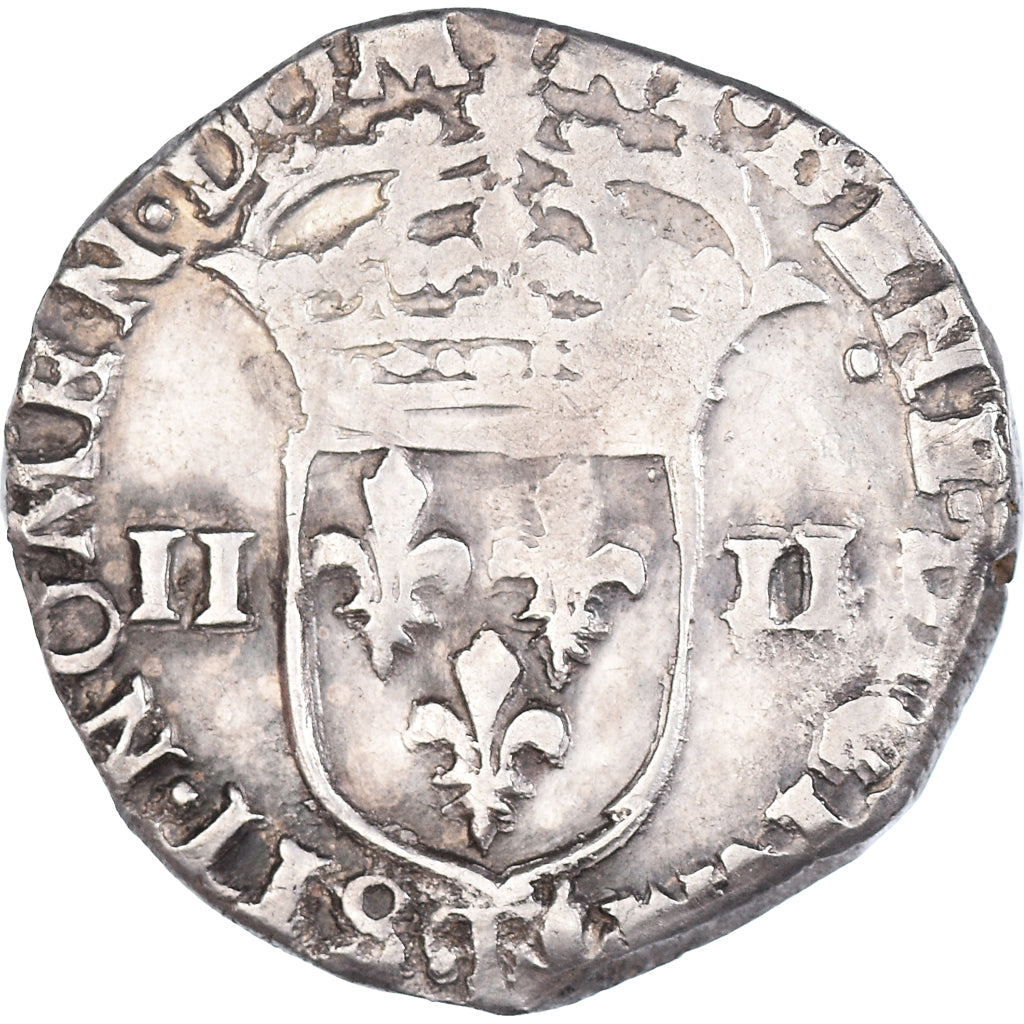 Moeda, França, Louis XIII, 1/4 Ecu, Nantes, VF(20-25), Prata, Gadoury:27