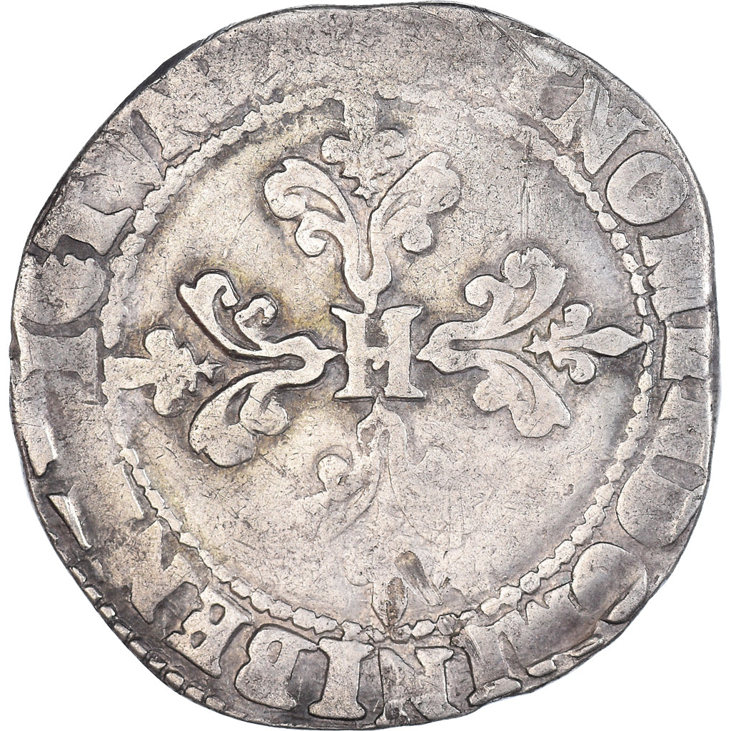 Coin, France, Henri III, Franc au Col Plat, 157[?], VF(30-35), Silver