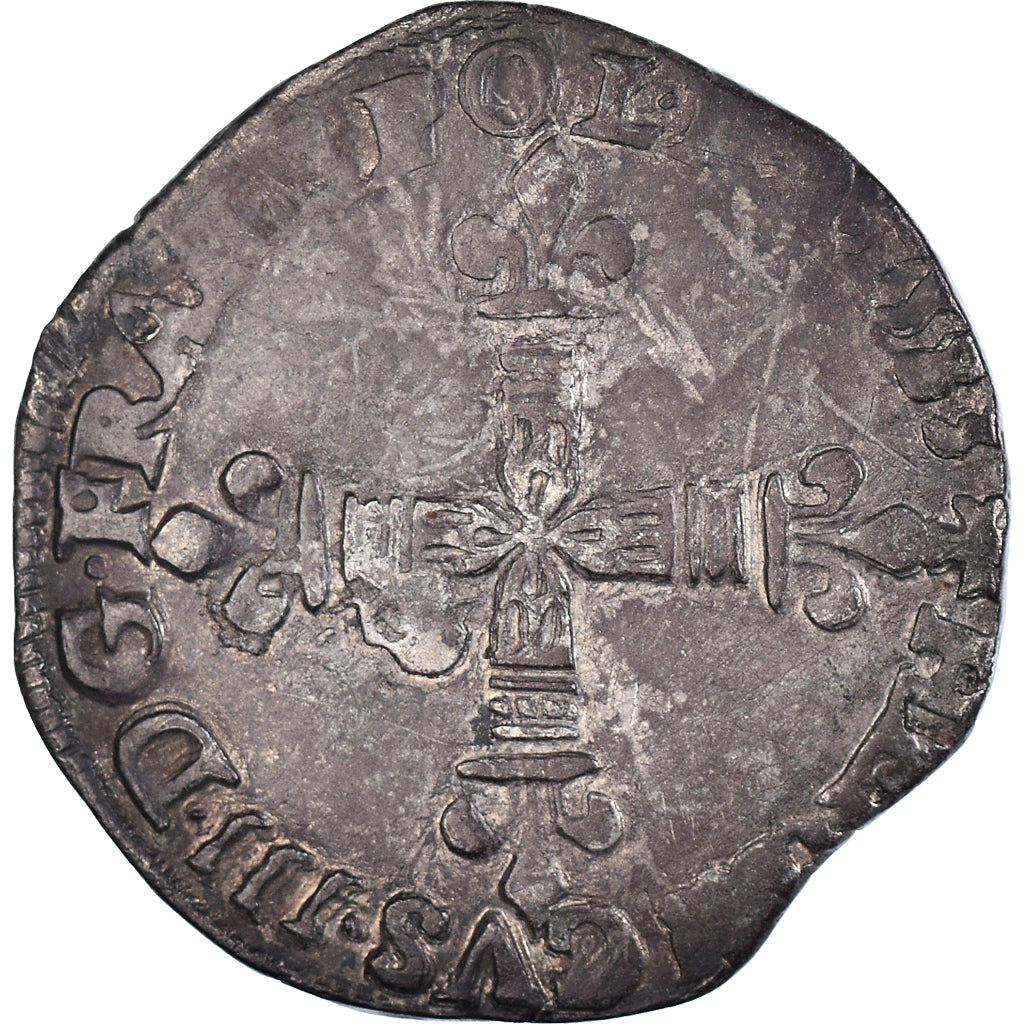 Moeda, França, Henri III, 1/4 Ecu, 1583, VF(30-35), Prata, Duplessy:1133