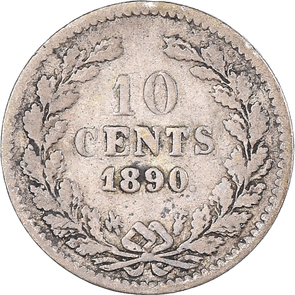 Coin, Netherlands, William III, 10 Cents, 1890, Utrecht, VF(20-25), Silver