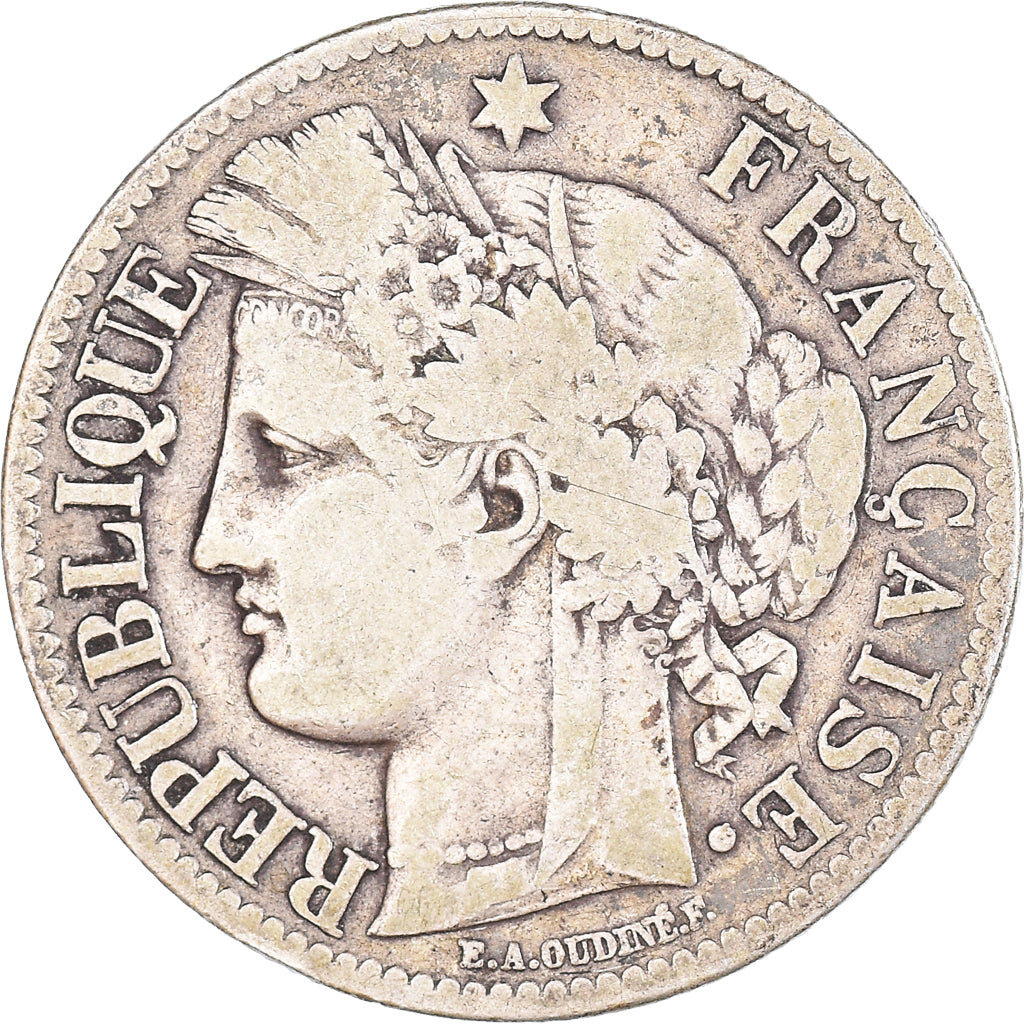 Coin, France, Cérès, 2 Francs, 1871, Bordeaux, VF(30-35), Silver, KM:817.2