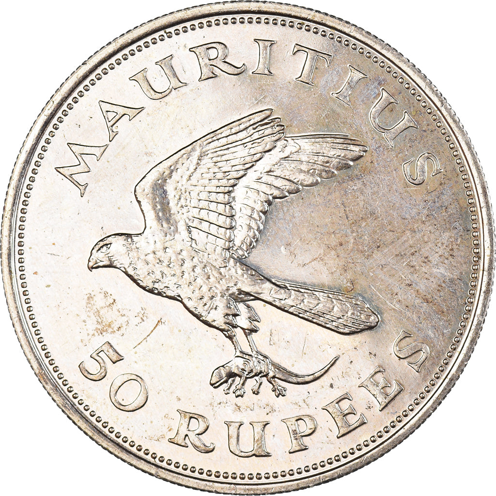 Coin, Mauritius, Elizabeth II, 50 Rupees, 1975, AU(50-53), Silver, KM:41a