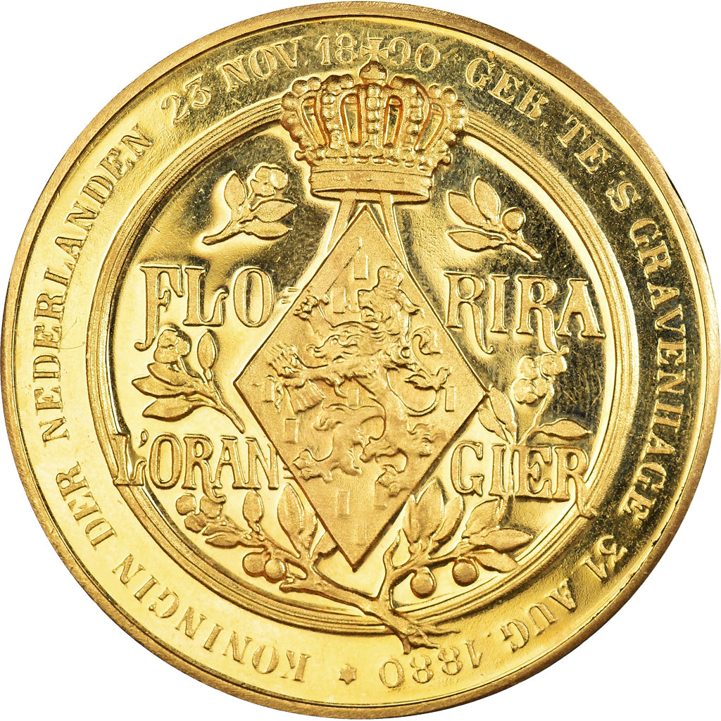 Netherlands, Medal, Wilhelmina, Florira l'orangier, Begeer, MS(60-62), Gold