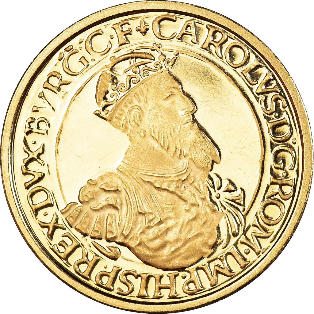Belgium, Token, 50 écus Charles-Quint, 1987, AU(55-58), Gold
