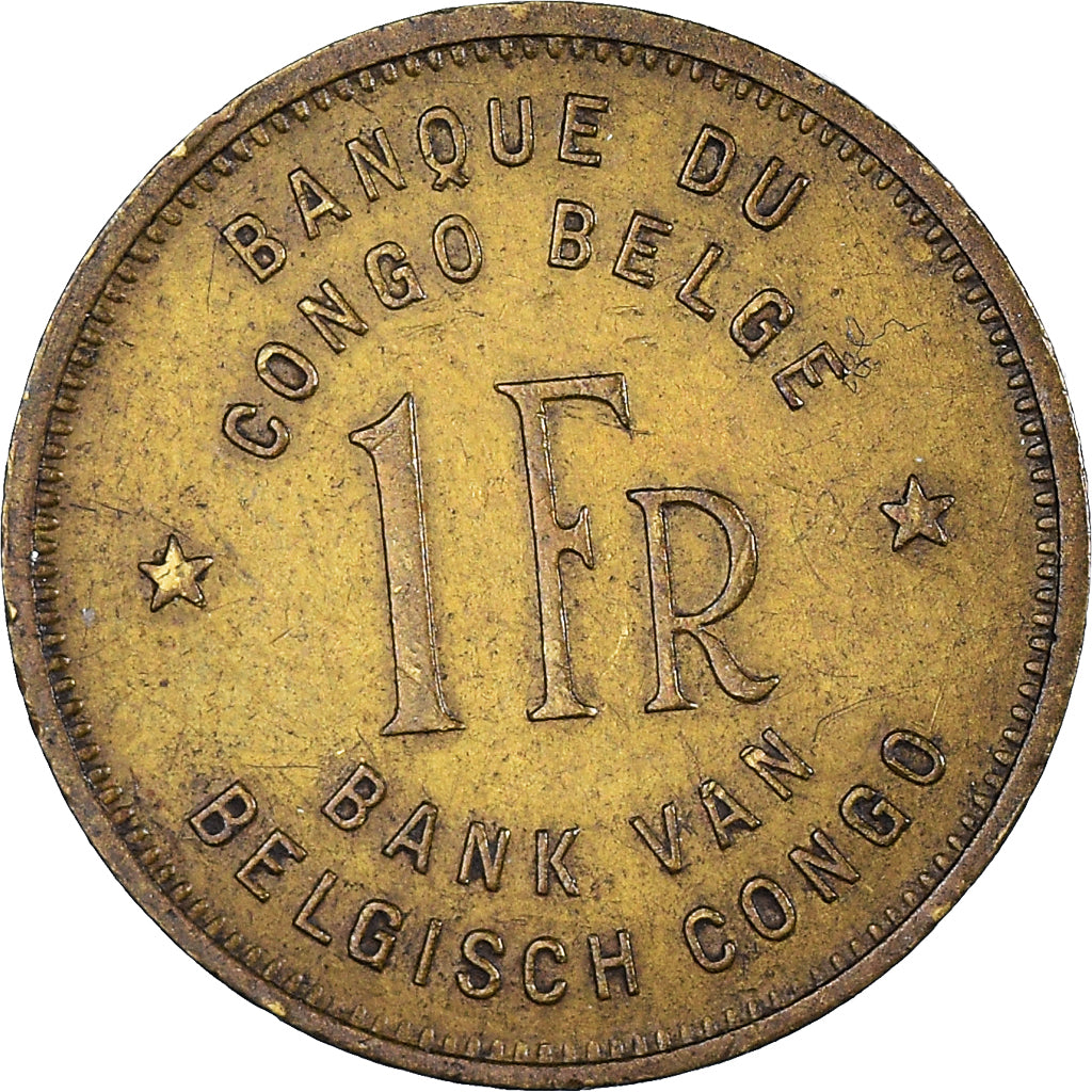 Coin, Belgian Congo, Leopold III, Franc, 1944, Pretoria, AU(50-53), Brass, KM:26