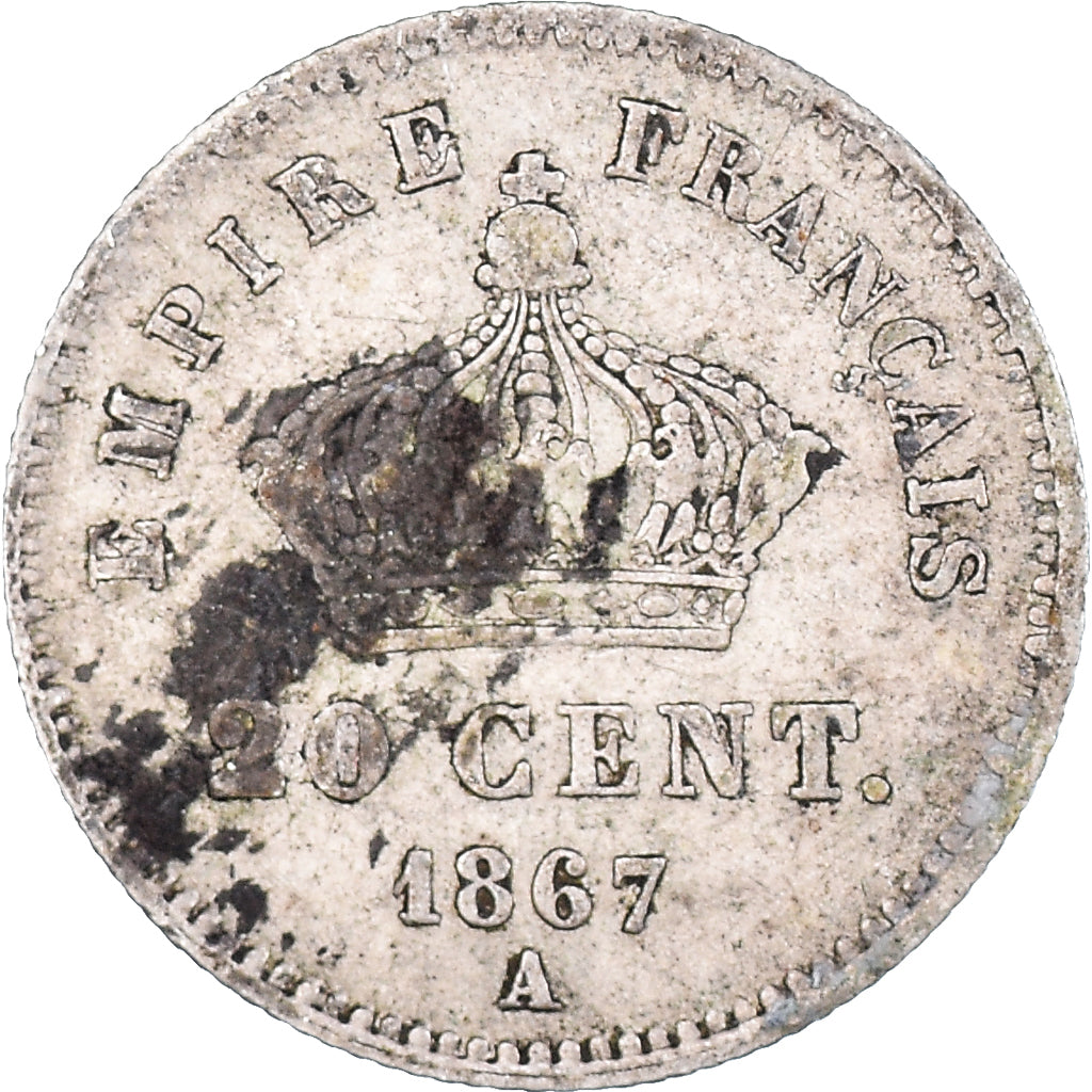 Moneta, Francja, Napoleon III, 20 Centimes, 1867, Paris, VF(30-35), Srebro