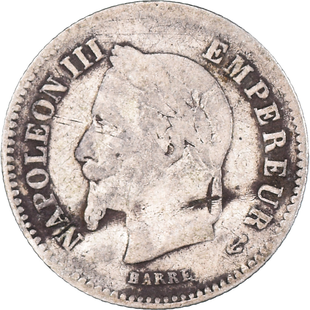 Coin, France, Napoleon III, 20 Centimes, 1867, Paris, F(12-15), Silver