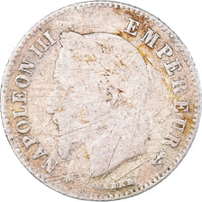 Moeda, França, Napoleon III, 20 Centimes, 1866, Paris, F(12-15), Prata