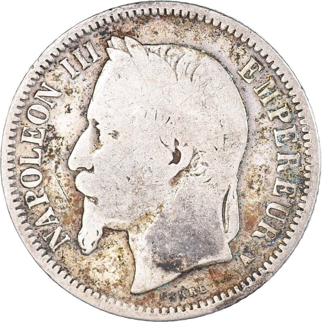 Moneta, Francia, Napoleon III, Franc, 1868, Paris, MB, Argento, KM:806.1