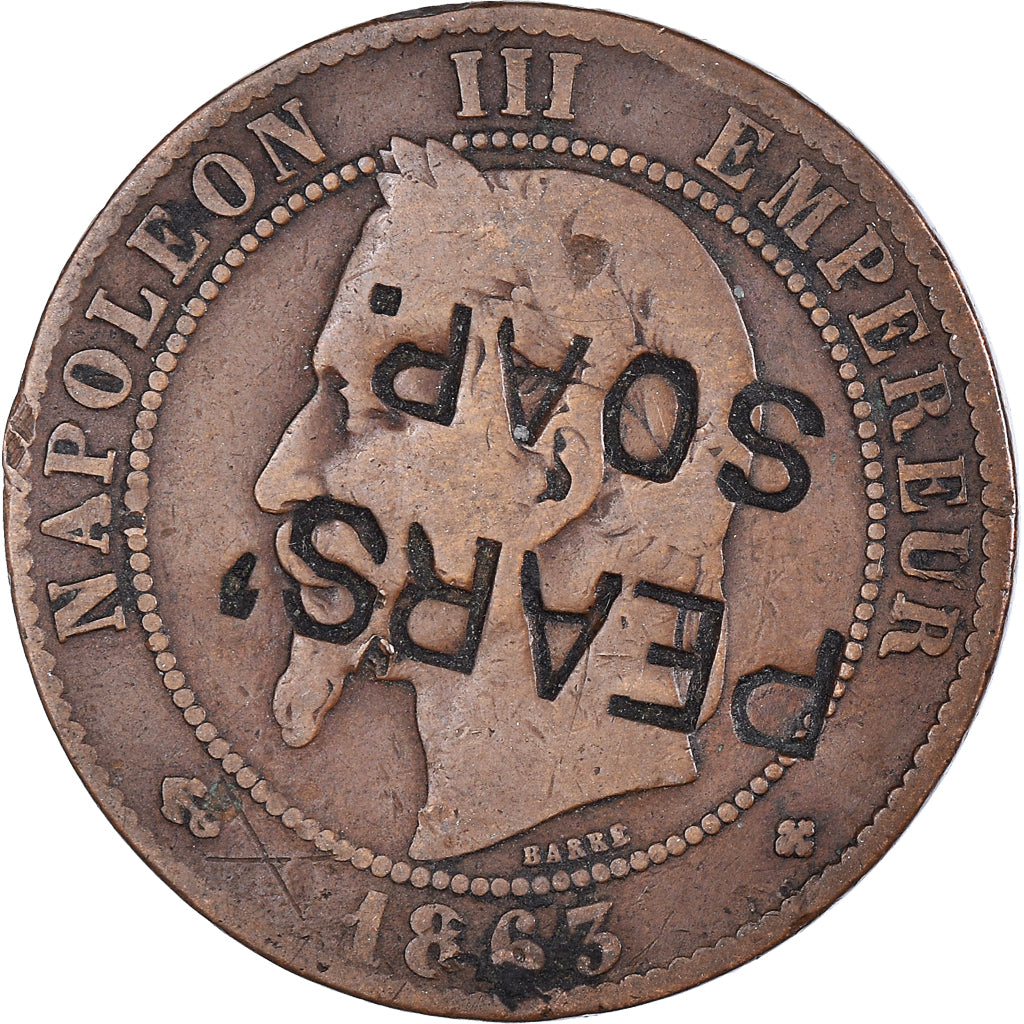 Coin, France, Napoleon III, 10 Centimes, 1863, Strasbourg, VF(20-25), Bronze