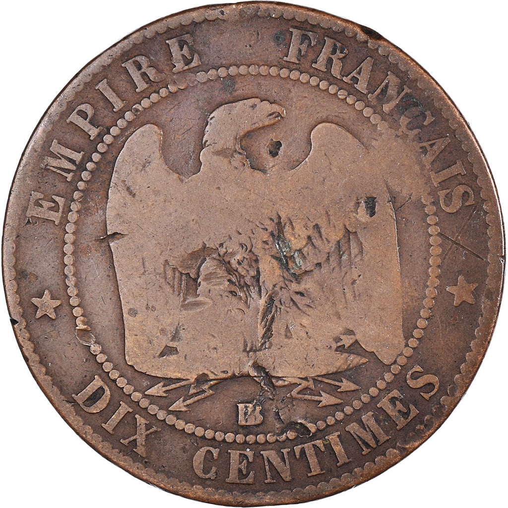 Coin, France, Napoleon III, 10 Centimes, 1863, Strasbourg, VF(20-25), Bronze