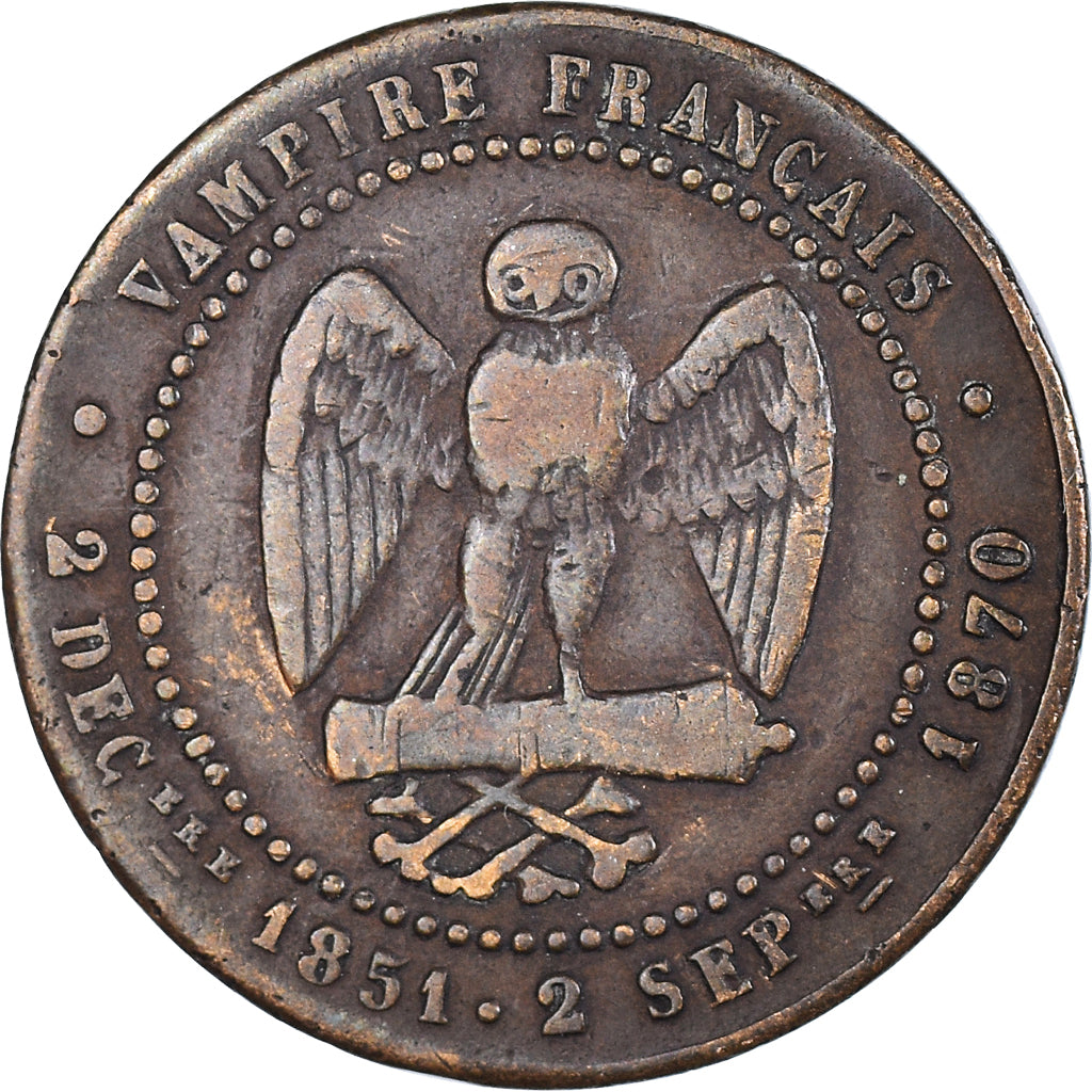 France, Token, Napoléon III, Satirique, Bataille de Sedan, 1871, EF(40-45)
