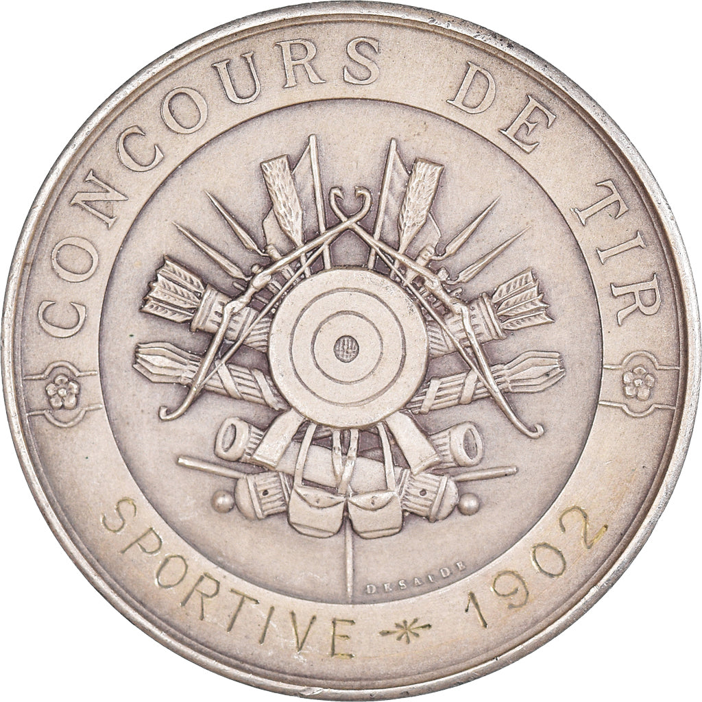 France, Médaille, Concours de Tir, 1902, O.Roty, SUP, Argent