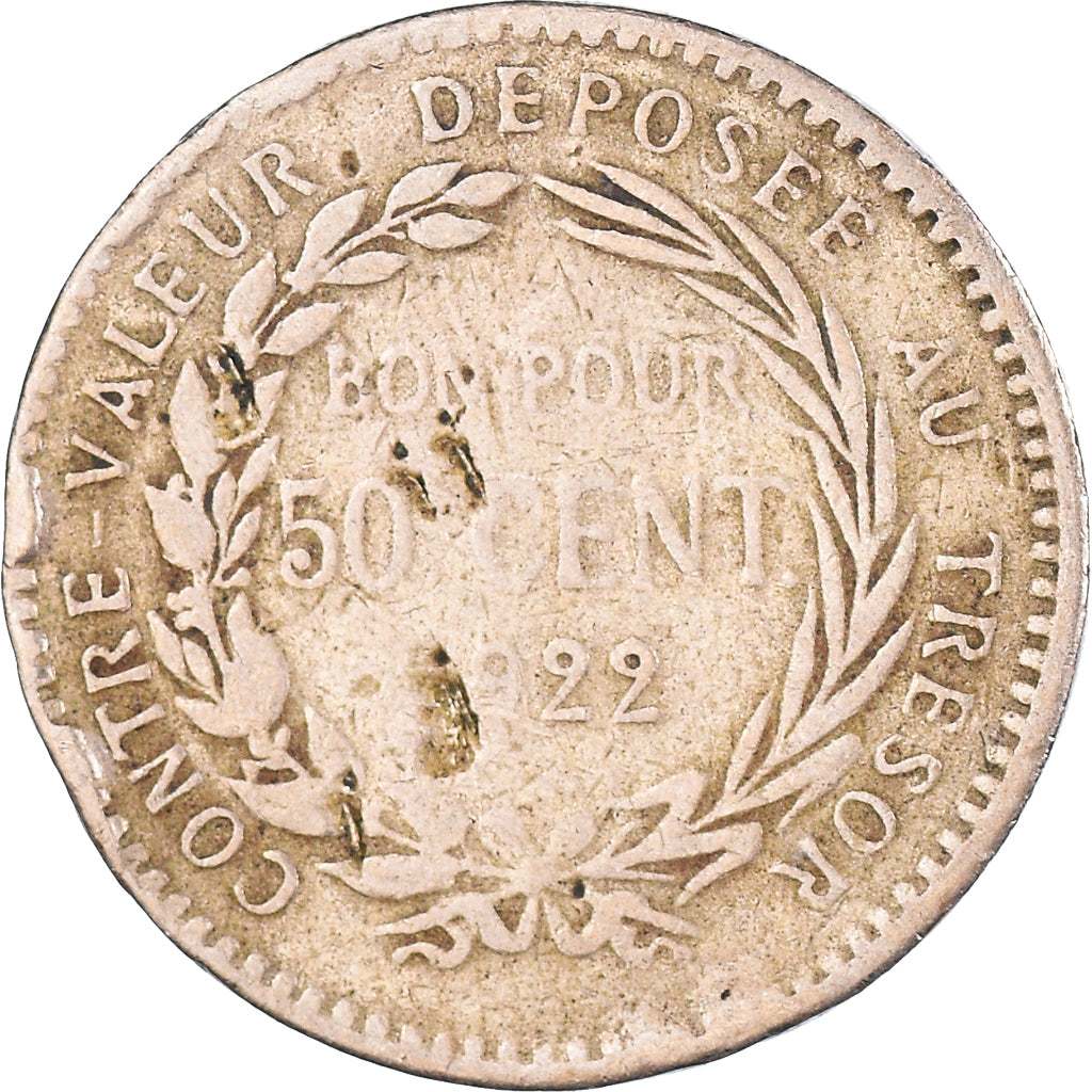 Coin, Martinique, 50 Centimes, 1922, VF(20-25), Copper-nickel, KM:40