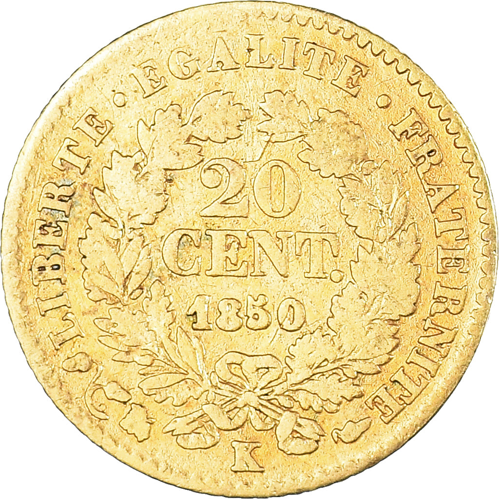 Coin, France, Cérès, 20 Centimes, 1850, Bordeaux, Doré, VF(30-35), Silver