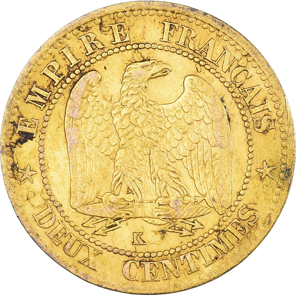 Coin, France, Napoleon III, Napoléon III, 2 Centimes, 1861, Bordeaux, Doré