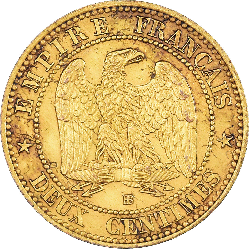 Coin, France, Napoleon III, Napoléon III, 2 Centimes, 1861, Strasbourg, Doré