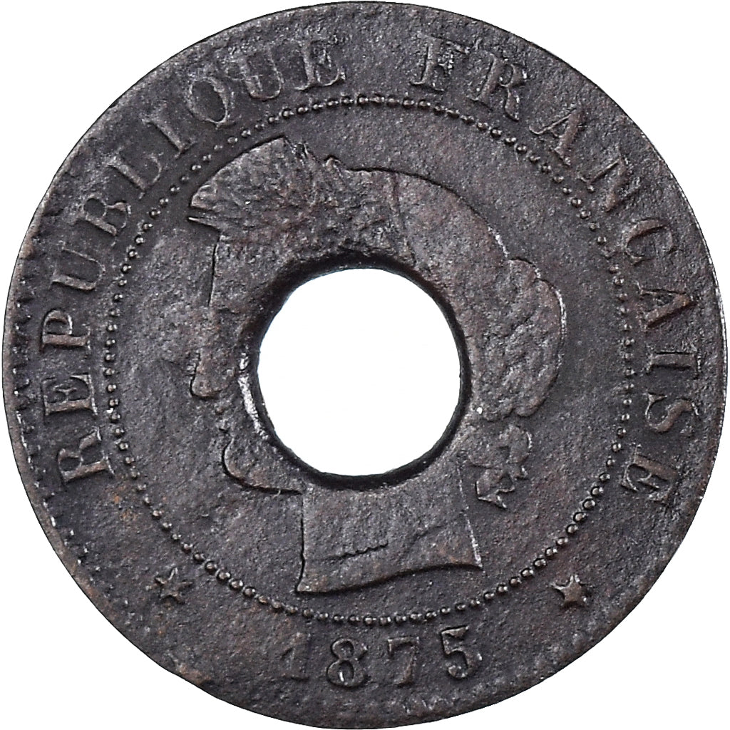 Coin, France, Cochinchine, Sapèque, 1875, Bordeaux (percée à Saïgon)