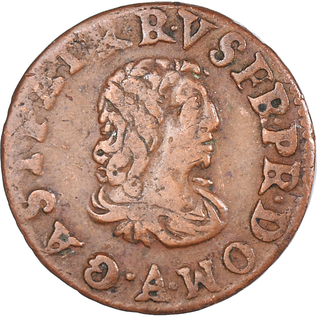 Monnaie, France, Gaston d'Orléans, Denier Tournois, 1649, Trévoux, TTB