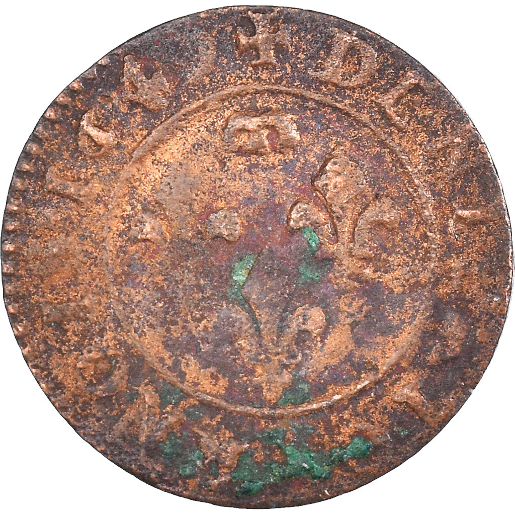 Monnaie, France, Gaston d'Orléans, Denier Tournois, 1649, Trévoux, TB+