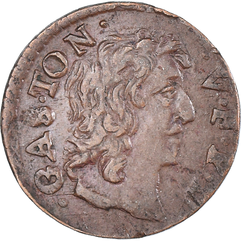 Moneda, Francia, Gaston d'Orléans, Denier Tournois, 1651, Trévoux, MBC+