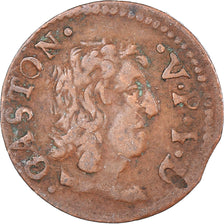 Monnaie, France, Gaston d'Orléans, Denier Tournois, 1651, Trévoux, TB+