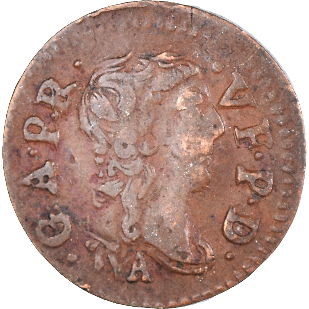 Monnaie, France, Gaston d'Orléans, Denier Tournois, 1650, Trévoux, TB+