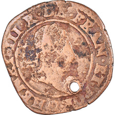 Moneda, Francia, Henri III, Double Tournois, 1586, Saint-Lô, percée, BC+