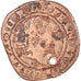 Moneda, Francia, Henri III, Double Tournois, 1586, Saint-Lô, percée, BC+