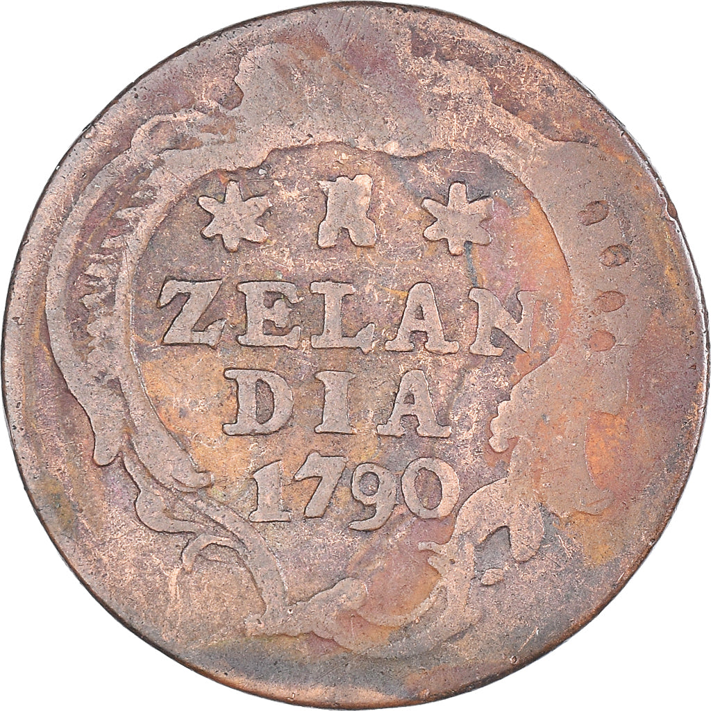 Coin, Netherlands, ZEELAND, Duit, 1790, Middelbourg, VF(30-35), Copper, KM:101.1