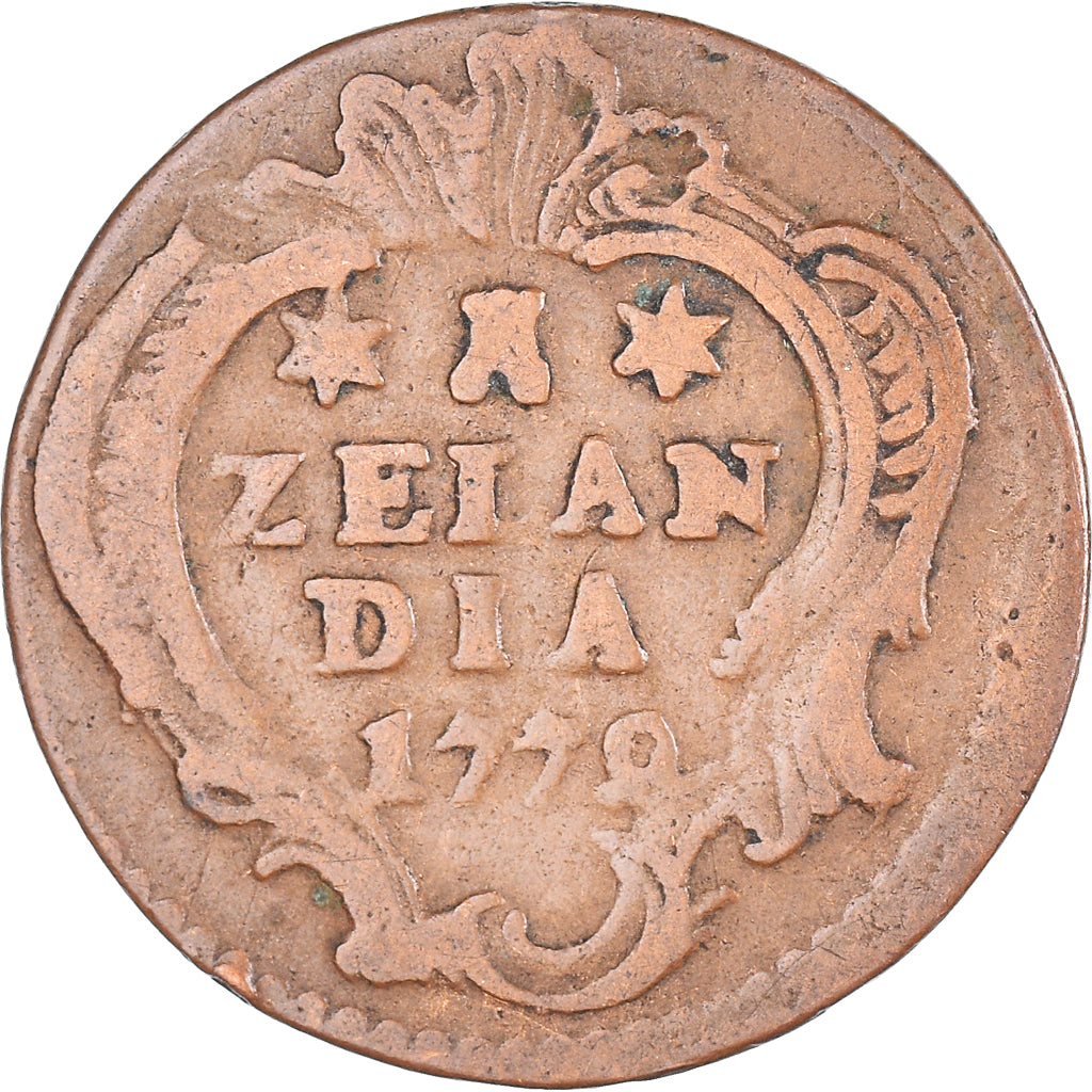 Coin, Netherlands, ZEELAND, Duit, 1779, Middelbourg, VF(30-35), Copper, KM:101.1