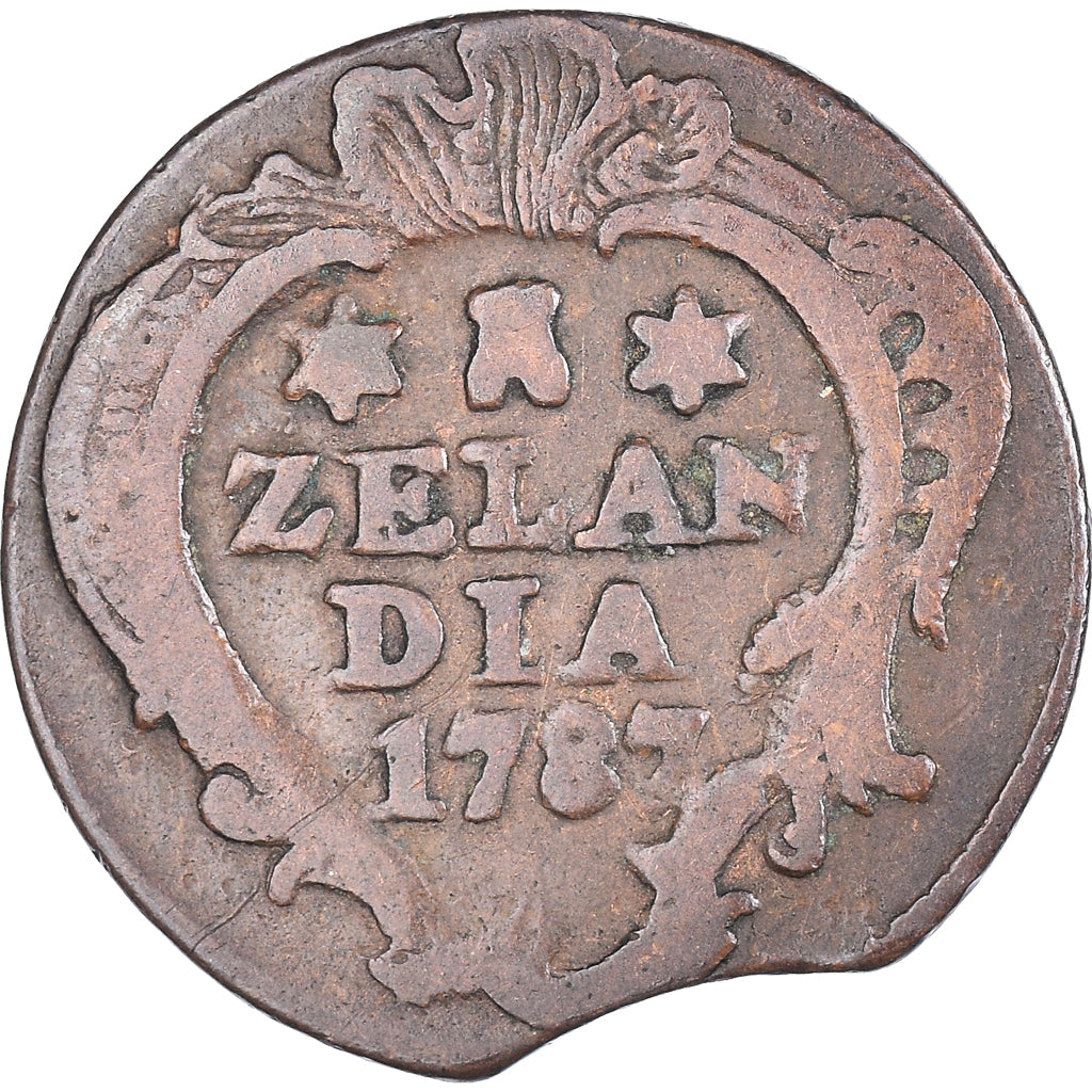 Coin, Netherlands, ZEELAND, Duit, 1787/6, Middelbourg, EF(40-45), Copper