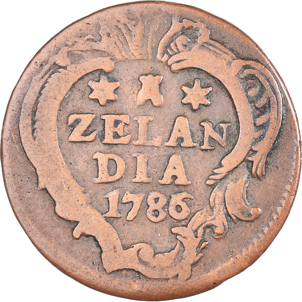 Coin, Netherlands, ZEELAND, Duit, 1786/5, Middelbourg, VF(30-35), Copper
