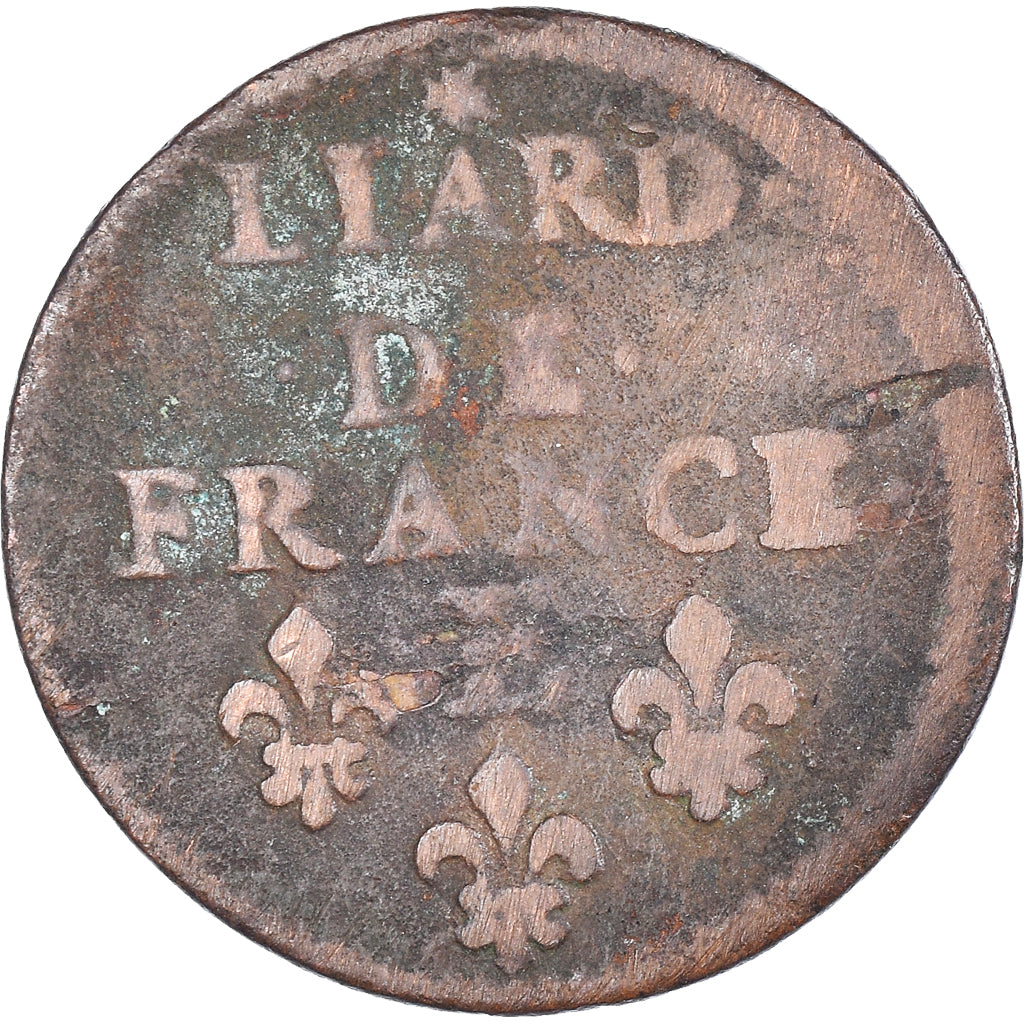 Moneta, Francia, Louis XIV, Liard, Meung-sur-Loire, B+, Rame, Gadoury:80
