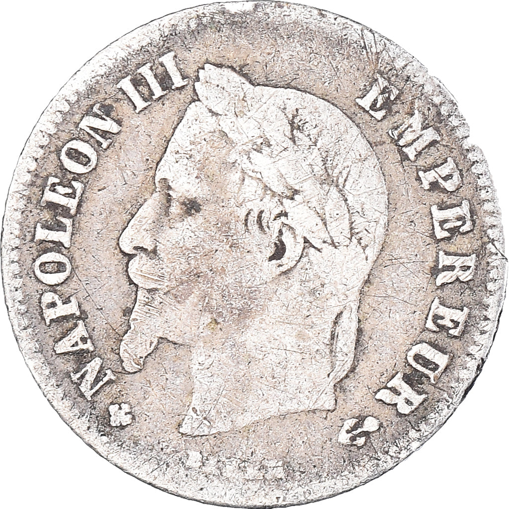 Moneta, Francia, Napoleon III, 20 Centimes, 1866, Strasbourg, MB+, Argento