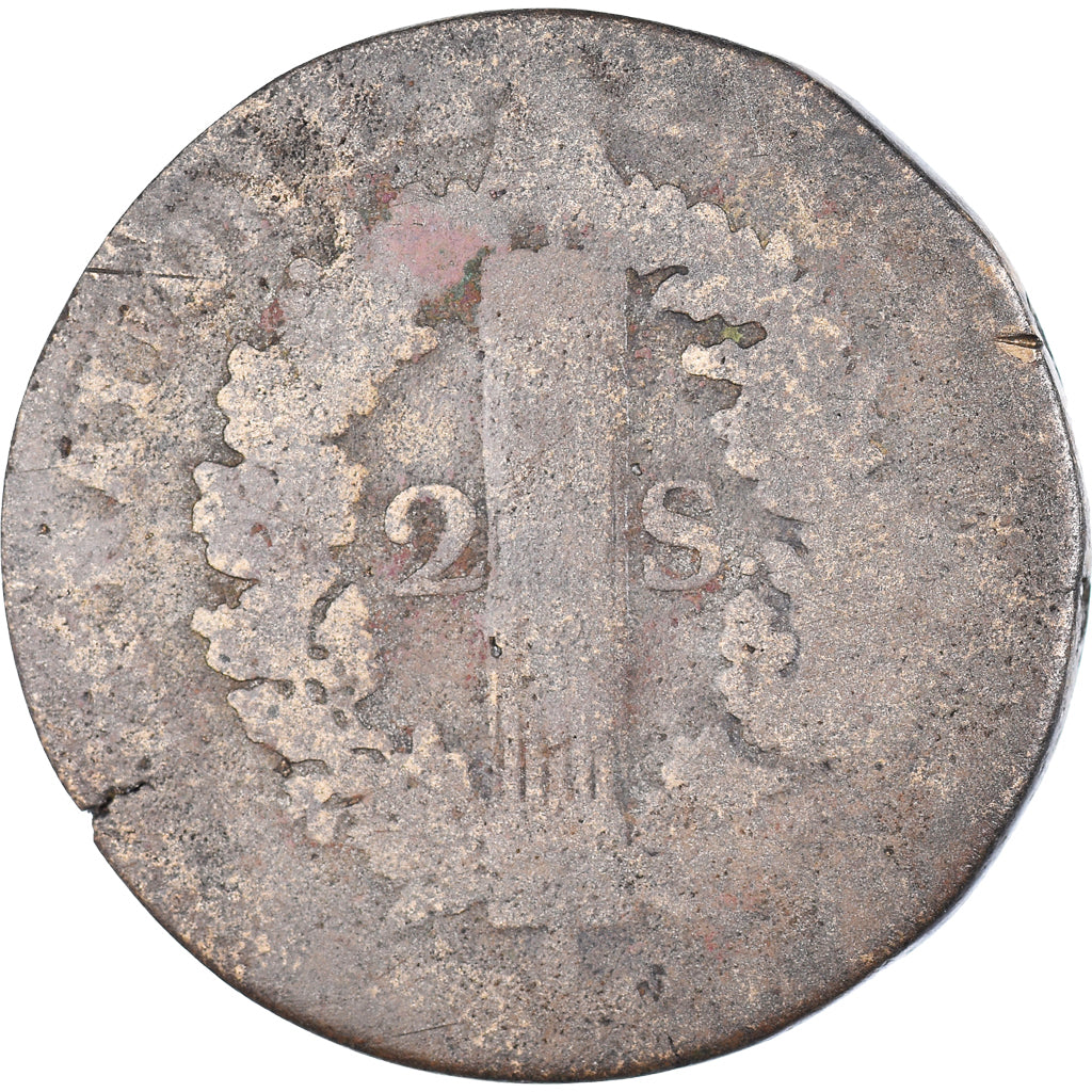 Coin, France, Louis XVI, 2 sols françois, 2 Sols, 1792, Orléans, F(12-15)