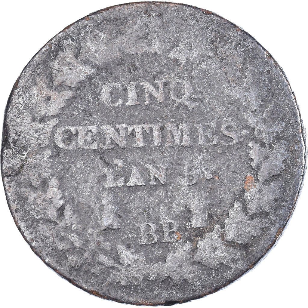 Coin, France, Dupré, 5 Centimes, AN 5, Strasbourg, VF(20-25), Bronze, KM:640.4